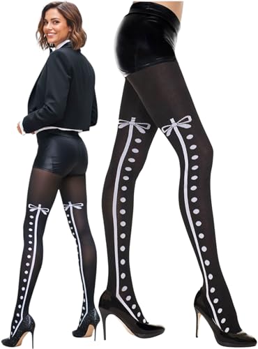Image of ToBeInStyle Women's Full Footed Pantyhose with Thigh High Designs