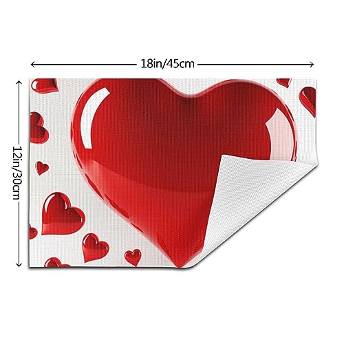 Set de table cœur lavable antidérapant pour linge de table résistant