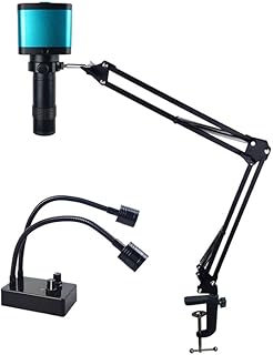 Adjustable Microscope Arm 130x Zoom C Mount Lens Camera Light, 48MP 4K 1080P HDMI USB Digital Camera Industrial Video Microscope Mount Repair Soldering Stand Clamp (48MP Microscope)