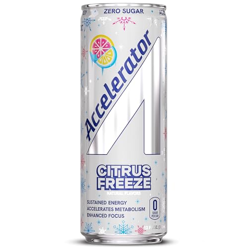 Image of Accelerator Active Energy Drink, Citrus Freeze 12oz can (12 pack) | Zero Sugar, Sustained Energy from 100% Natural Caffeine (200mg from Green Coffee Bean & Green Tea extract)