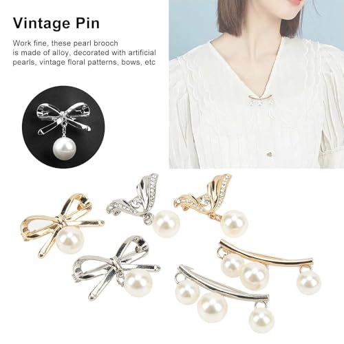 Image of Pearl Brooch, 18Pcs Women Brooch Pins Faux Pearl Pins Sweater Shawl Pins Clips Neckline Safety Clothing Dresses Decoration