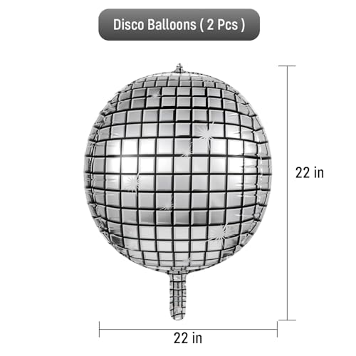 Image of Party Propz Disco Theme Party Decoration - Set of 2 Pcs (22 x 22 Inch) Huge Disco Foil Balloons For Decoration | Disco Ball Balloon | Silver Balloons For Decorations (Foil)