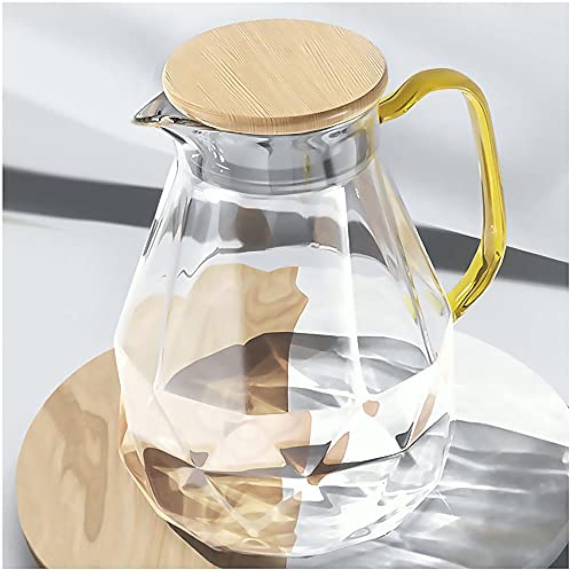 Modern Diamond Design Glass Jug with Lid