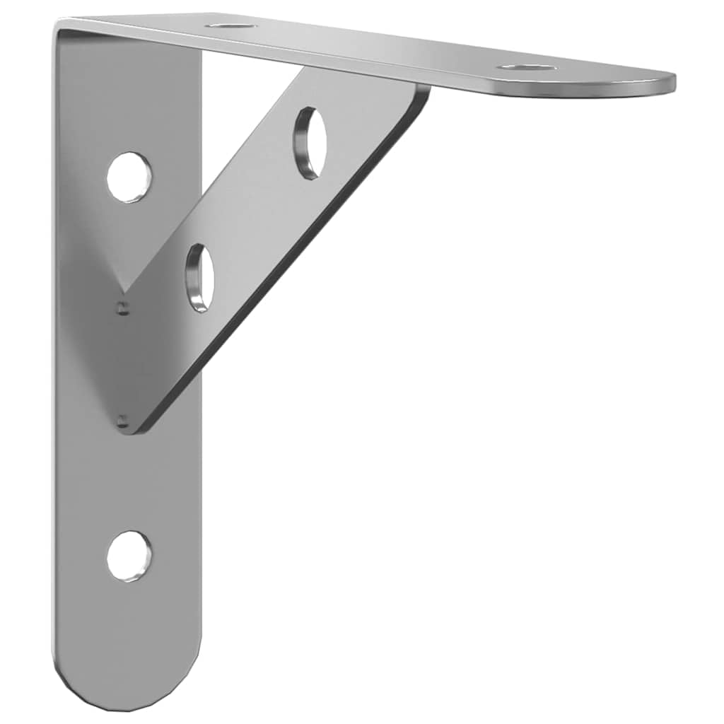 Soportes para estantes de acero inoxidable, 4 unidades, 15 x 2,5 x 11,5 cm, plateados, con tornillos y tacos para estante de pared, consola de pared, estante colgante, ahorra espacio y