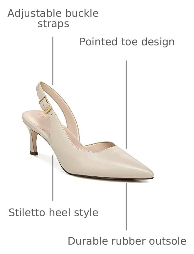 Image of Womens Slingback Heels Low Kitten Pumps Pointed Toe Stiletto Elegant Office Dress Shoes