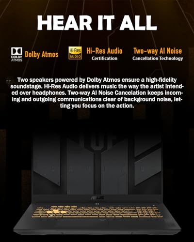 Image of ASUS TUF F17 Gaming Laptop - 17.3 inch QHD 240Hz Display | Intel i7-13620H | NVIDIA GeForce RTX 4070 Laptop GPU 8 GB GDDR6 | Backlit Keyboard | Windows 11 Pro + MS Office Lifetime | 32GB DDR5 + 2TB SSD