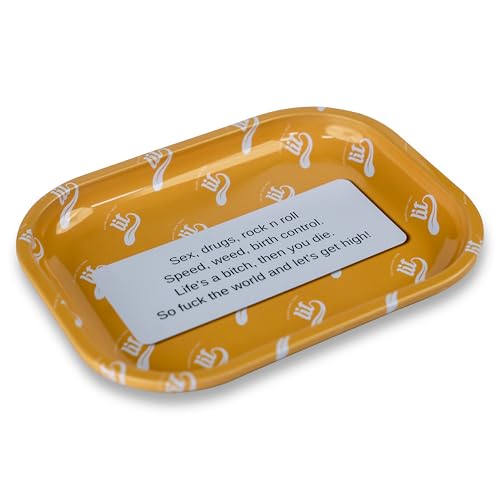 Image of LIT Metal Rolling Tray (Yellow Edition) for Cigarette, Smoking Ash Bowl, Smoke Tray, Size 18x14cm (LITAF Accessories)
