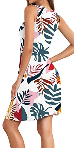 Image of Akihoo Women Summer Casual Sleeveless Midi Plain Pleated Tank Vest Dresses