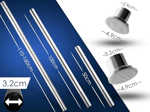 Edelstahl Teleskopstange multifunktional für Vorhänge – 260-310 cm ausziehbar – klemmbar – Ø 32 mm