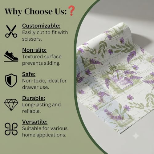 Image of Dribble (45cm X 300cm) Eva Shelf Liner Mat Roll, Non Slip Drawer & Cabinet Liner for Kitchen, Waterproof Oilproof Washable Fridge Mat, Anti Skid Multipurpose Mat (Floral Hormony Purple)