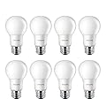 Philips LED Non-Dimmable A19 Frosted Light Bulb: 800-Lumen, 5000-Kelvin, 8-Watt (60-Watt Equivalent), E26 Base, Daylight, 8-Pack
