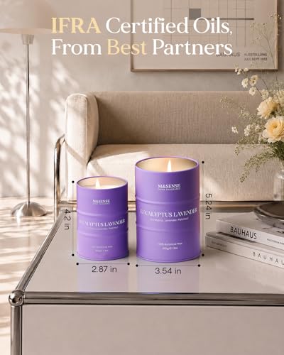 Image of M&SENSE Eucalyptus Lavender Scented Candles Natural Non Toxic, Aromatherapy Candle for Stress Relief Meditation Relaxing, Housewarming Gifts for Women Men, 11.3oz 70 Hour Long Burning