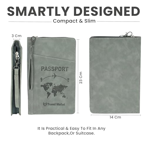 Image of Storite RFID Blocking PU Leather Travel Passport Holder, 1Pk | Cover Case, Travel Wallet, Document Organiser, Removable Hand Strap, For Men & Women