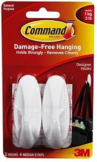 3M COMMAND SELF ADHESIVE MEDIUM HOOK - PACK OF 2