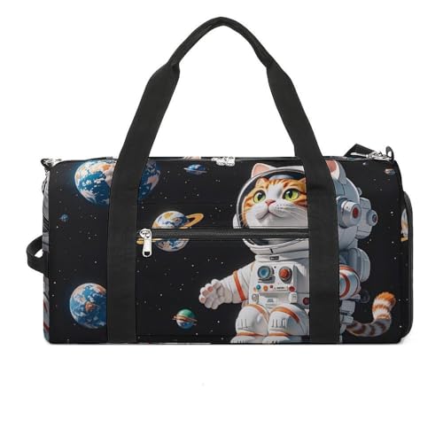 Sac de sport mixte avec motif chat astronaute, idéal pour le fitness et le voyage
