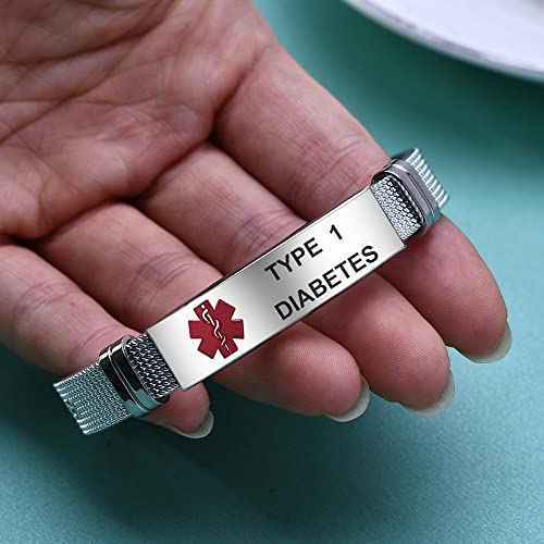 Dwjsu Silver Best Medical Alert Bracelets Blood Thinner Bangle For Women Teens Stylish Sport Id Mens Medical Alert Adjustable Mesh Wristband #TOP3