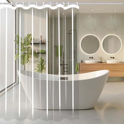 Rideau douche imperméable en PEVA transparent de dimensions 115x170 cm