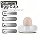 Flexzion Soft Boiled Egg Holder Set - Egg Cups for Soft Boiled Eggs British - Set of 6 Ceramic Egg Holder - Stackable Egg Coddler Cups with Base for Serving, Breakfast, Brunch, White