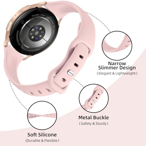 Image of GEAK Compatible with Samsung Galaxy Watch 4 Band 40mm 44mm /Classic 42mm 46mm,Samsung Watch 5 Band,20mm Soft Slim Silicone Band for Samsung Active 2 Watch Band Women Small Black /White /Gray /Sand Pink