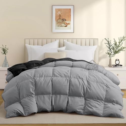 Image of Super Comfort Reversible 500 GSM Comforter Single Size (60 inchX90 inch) - Heavy Winter Comforter 500 GSM Microfiber Fill - Duvet /Blanket Single Size - Black /Silver Grey Color