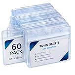 60 Pack Horizontal Badge Holder Plastic Clear ID Card Holder Waterproof Name Tag Holders with Resealable Zip