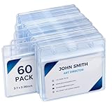 60 Pack Horizontal Badge Holder Plastic Clear ID Card Holder Waterproof Name Tag Holders with Resealable Zip