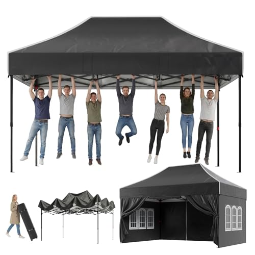 Devoko Tonnelle 3 x 4,5 m, étanche, Stable, résistante à l'hiver, avec pignons, parois latérales, Protection UV 50+, Tente de réception, Hauteur...