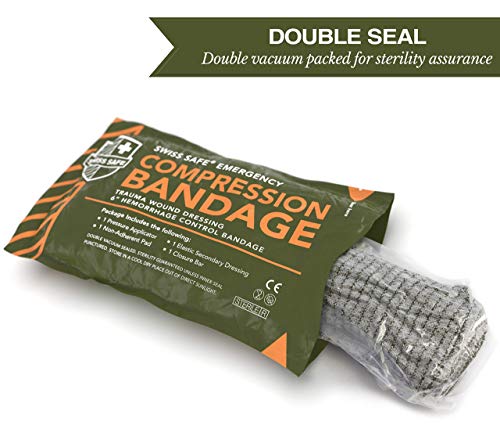 Swiss Safe 6 Inch Israeli Bandages Trauma Kit - Sterile Elastic Compression Bandage - Emergency Military IFAK - HSA & FSA Eligible - 6 inch, 2-Pack