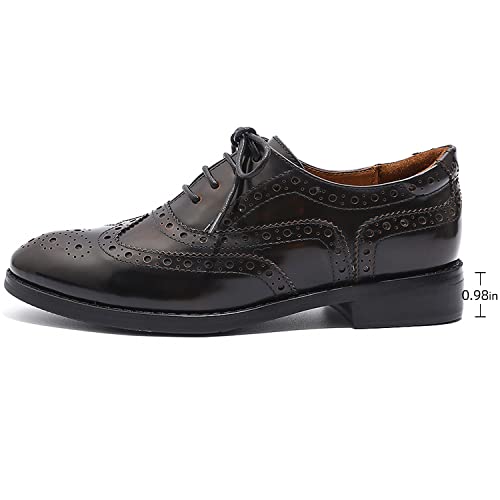 Mona Flying Women's Leather Perforated Brogue Wingtip Derby Saddle Oxfords Shoes For Women Ladis Girls #TOP1