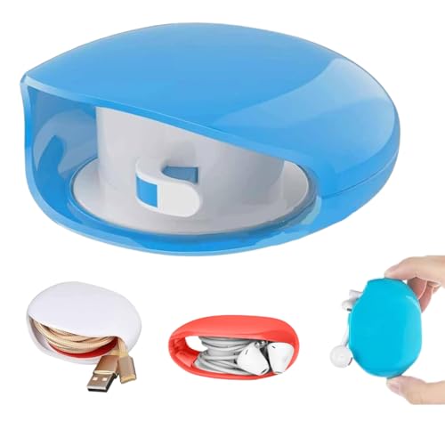 Gestion automatique des câbles, gestion des câbles rétractable, petit enrouleur pour câble USB, casque, câble de charge pour voyage et organisation (bleu)