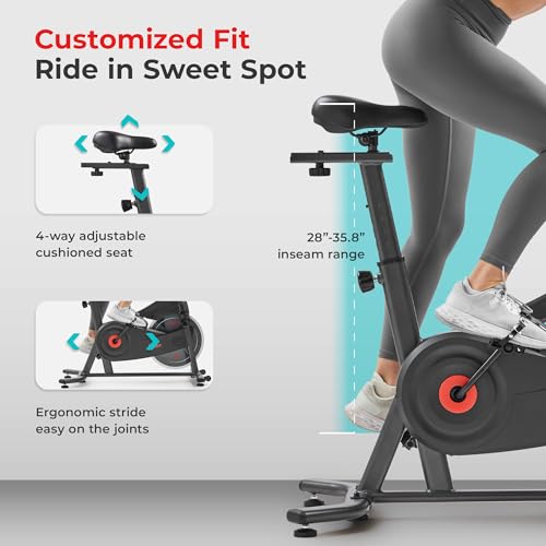 Image of Sunny Health & Fitness Smart Magnetic Indoor Cycling Bike, Stationary Exercise Cardio Equipment, Free SunnyFit Training App