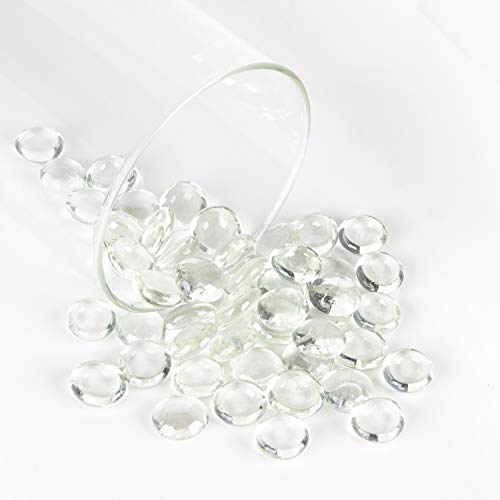 Image of WGV Flat Marbles, Pebbles, Glass Gems, Wedding, Aquarium Decor, Crystal Rocks, Clear (5 Pounds, Approx 500 pcs)