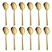 Bouillon Round Spoon 12 Pieces Stainless Steel Soup Spoons, BUY&USE 5.9-Inch Gold Color Dinenrware