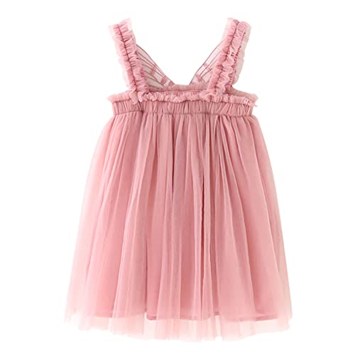 Tulle Tutu Dress for Baby Girls, Toddler Sleeveless Butterfly Layered Tutu Princess Dresses 1st Birthday Cake Smash Outfit Wedding Baptism Casual Summer Sundress for Photography Pink 9-12 Months