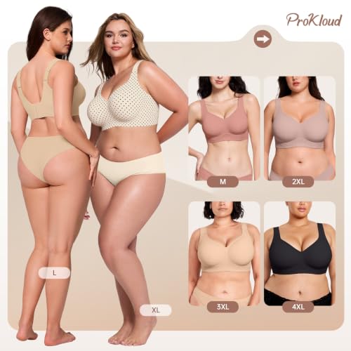 Image of ProKloud Jelly Bras for Plus Size Women Wireless Full Coverage No Underwire | Seamless Supportive Push UP Bra,Back Smoothing for Older Women,Soft Gel Minimizer Bralette for Large Breasts,Semi-Fixed Pads