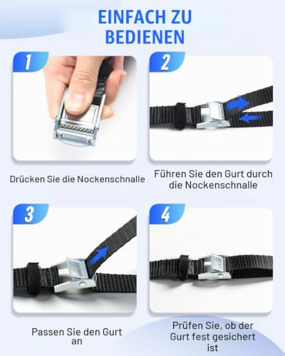 Caianwin-4 Stück 50CM Spanngurte Fahrradträger, Kurz Schwarz Zurrgurt – Ansicht 6