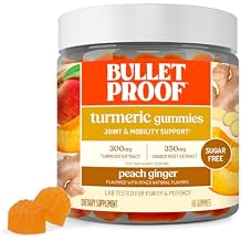 Bulletproof Sugar-Free Peach Ginger Turmeric Gummies, 60 Count, Keto Supplement for Joint and Inflammation Response Support, New and Improved Flavor and texure