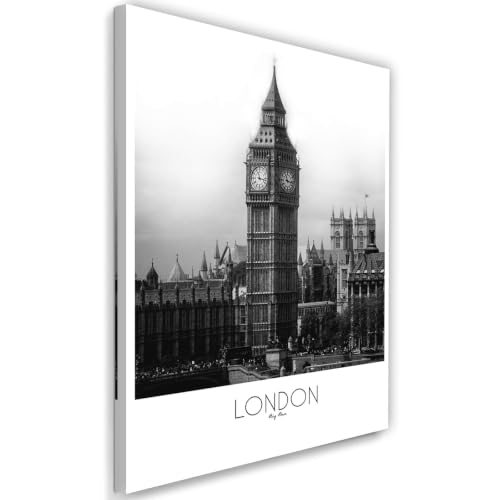 Affiche Big Ben Londres noir blanc 40x50 cm, déco murale salon