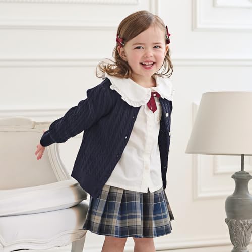 DAVE&BELLA Baby Cardigan Sweater, Long Sleeve Button Cable-Knit Cardigan Toddler Girl Boy Sweatshirt Spring Fall Outfits Coat2