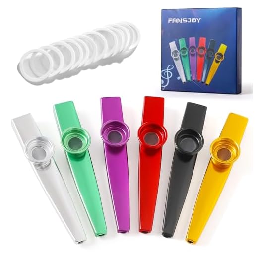 Fansjoy Kazoo Metal 6 Piezas, Kazoo Instrumento Profesional Aleación de Aluminio con 12 Membranas