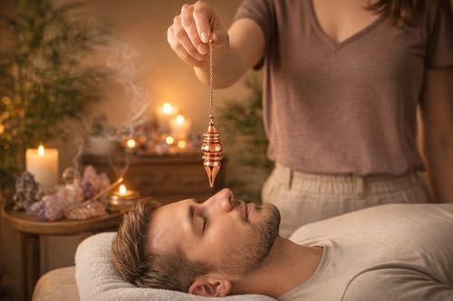 Image of Openable Cone Copper Pendulum for Reiki Healing, Dowsing & Chakra Balancing - Designer Divination & Meditation Tool for Energy Cleansing
