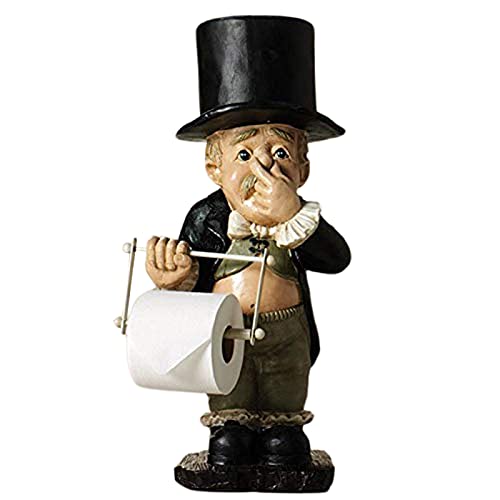 yuye-xthriv Pinch Nose Roll Paper Toilet Paper Holder Small Ornaments Statue Cute Decorative Resin Butler Shape Tissue Stand Rack Sculpture for Toilet(Shelf Not Included)