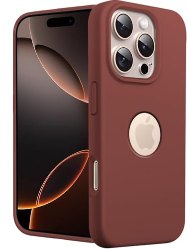 Image of VONZEE Microfiber Cover Compatible with iPhone 16 Pro Case, Liquid Silicone Shockproof Back Cover, Full Body Protection, High Raised Camera Lips, Slim Durable Protective Phone Case, Brown