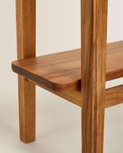 Image of Solid Sheesham Wood Bedside Table with Open Shelf | Minimalist Nightstand for Bedroom & Living Room | Wooden Side Table for Home Decor (Natural Finish)