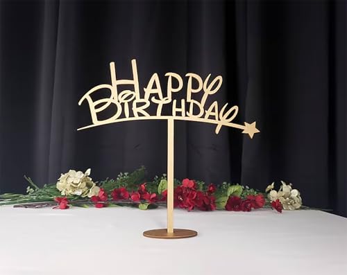 Birthday Party Decoration Happy Birthday Table Standing Sign Decor for Centerpieces Celebration Wooden Sign Single-sided Printed Tabletop Decor for Party Favor Supplies