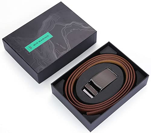 Image of Marino Avenue Ratchet Belt for Men. Adjustable Leather Dress Belt with 38 Easy to Click Into Place Ratchet Closures.
