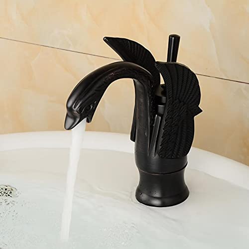 Grifo para lavabo de baño, mezclador de animales negros, grifo ORB, pequeño cisne negro, grifo de baño, lavabo de agua fría y caliente, hermoso grifo torneira BR-11137