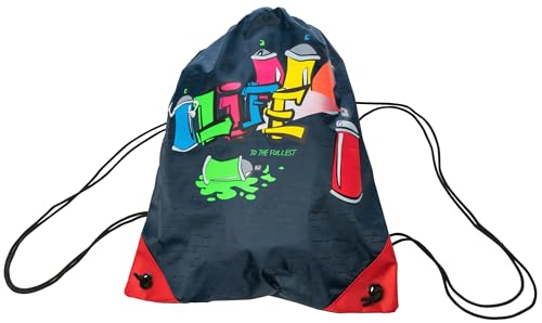 Sac à chaussures pour enfants bleu graffiti résistant 39x33.5cm