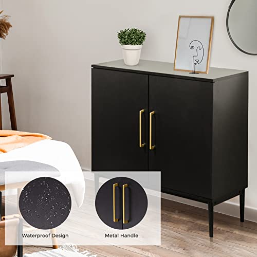 Rehoopex Free Standing Cabinet, Accent Cabinet With Door, Modern Black Sideboard, Wooden Black Side Storage Cabinets For Bedroom, Kitchen,Home Office #TOP3