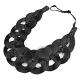 DIGUAN Hollow out wide braid with thin braid Synthetic Hair Braided Headband Hairpiece for Women (Natural Black, Wide)